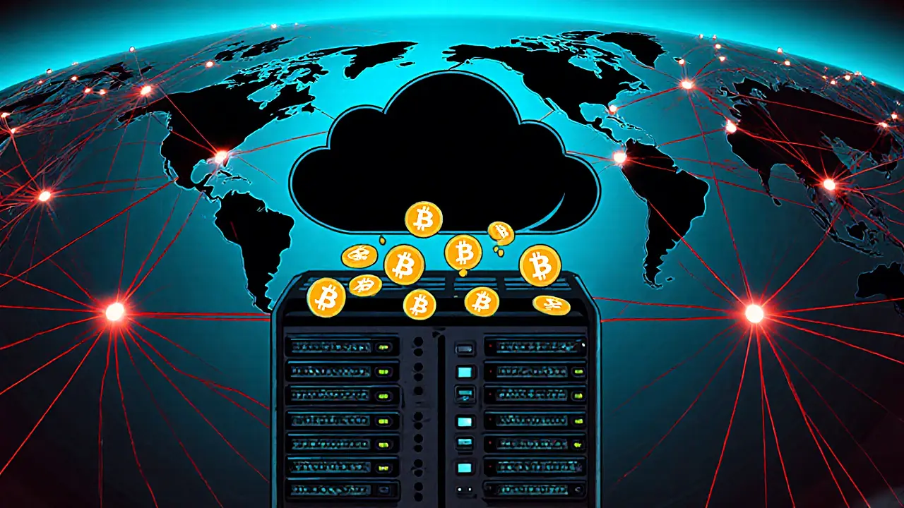 Serveur infecté affichant des processus de cryptojacking en action.