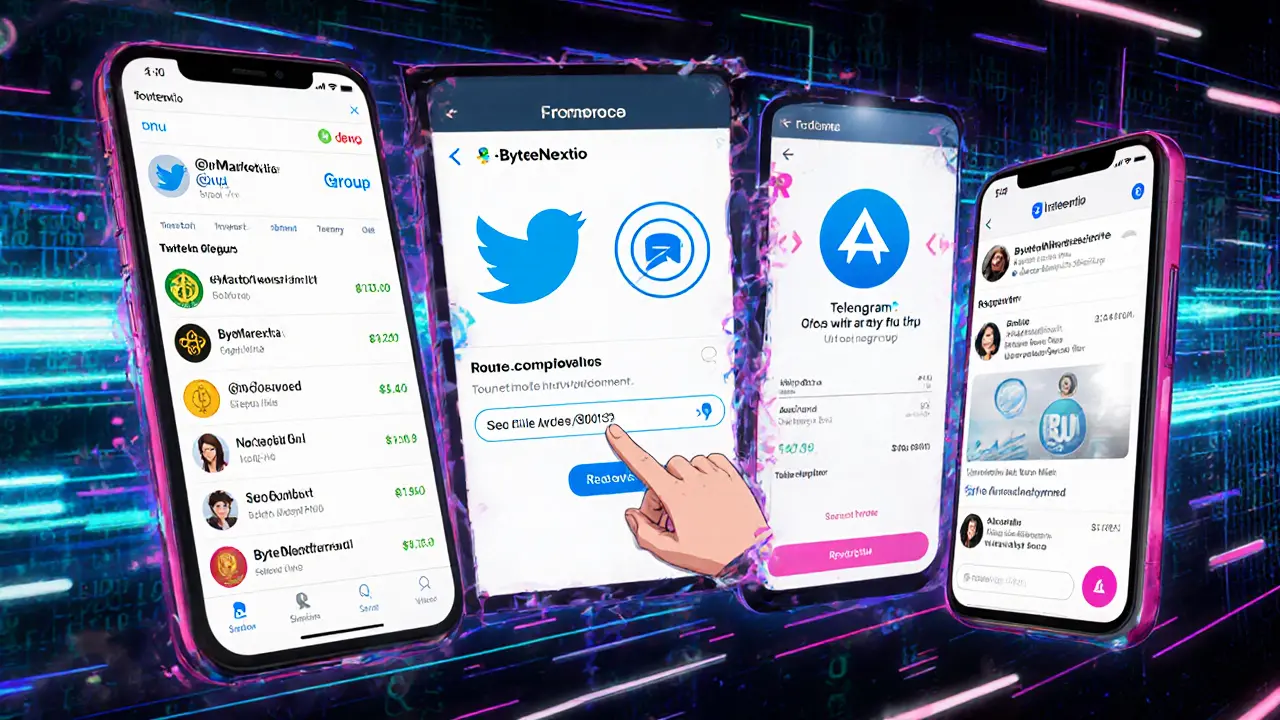 Collage anime montrant les cinq étapes de l&#039;airdrop BNU sur smartphone.
