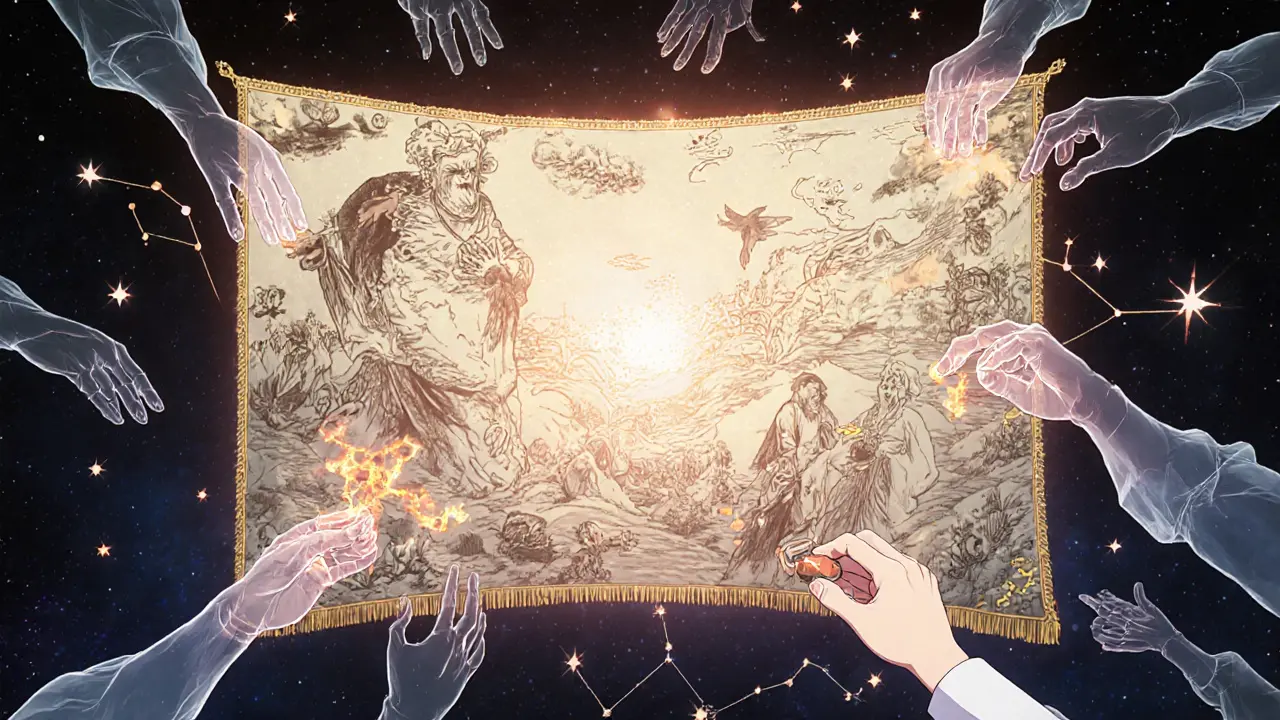 La fresque MurAll flottant dans l&#039;espace, avec des traces fantômes d&#039;artistes et des jetons brûlés.