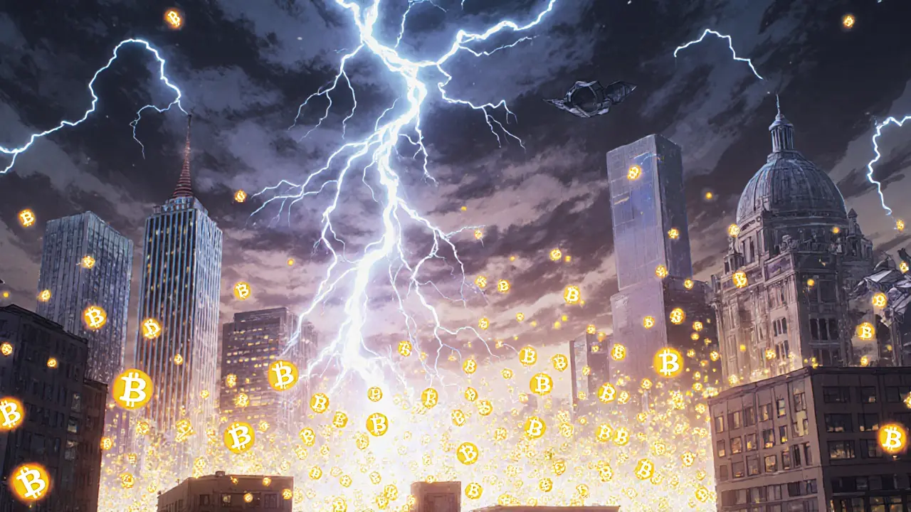 Nœuds Bitcoin résistants qui se reforment après une attaque numérique.