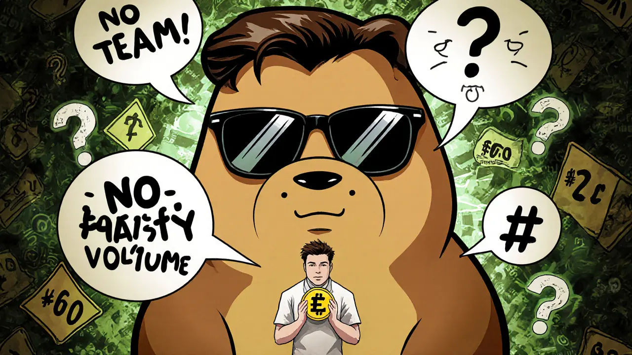 Un visage méme géant d&#039;Elon Musk et Doge au-dessus d&#039;une personne minuscule tenant un jeton EDOGE.