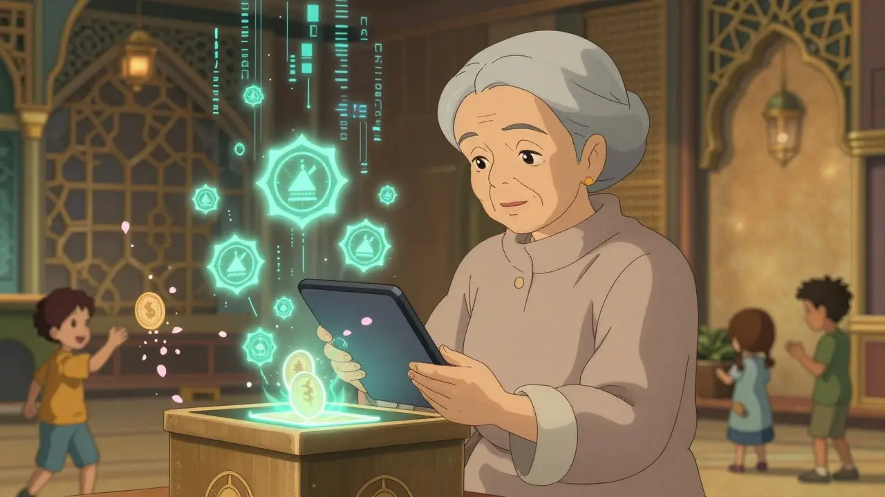 Une femme utilise une monnaie numérique de banque centrale en accord avec la finance islamique.