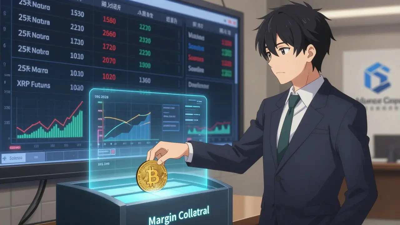 Un trader institutionnel utilise des cryptos comme garantie de marge sur un tableau de contrats à 25 ans.