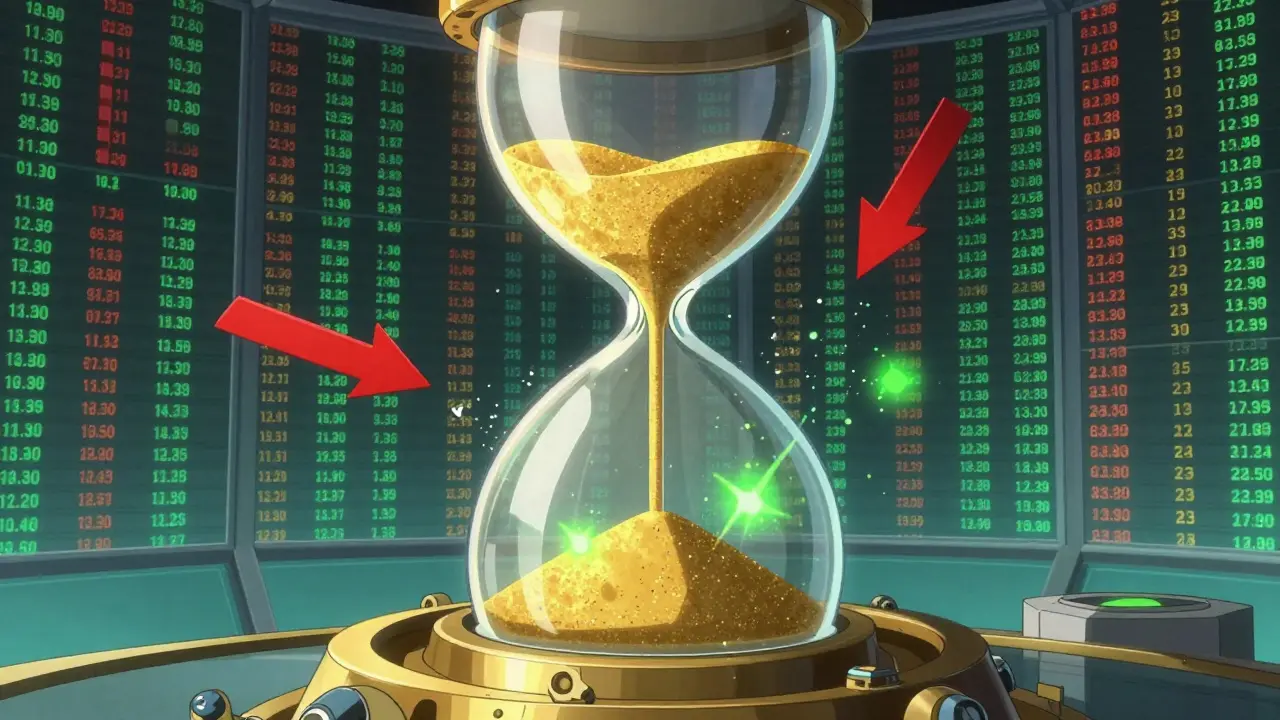 Métaphore visuelle d'un temps gelé permettant aux actifs de se renforcer dans un coffre virtuel.