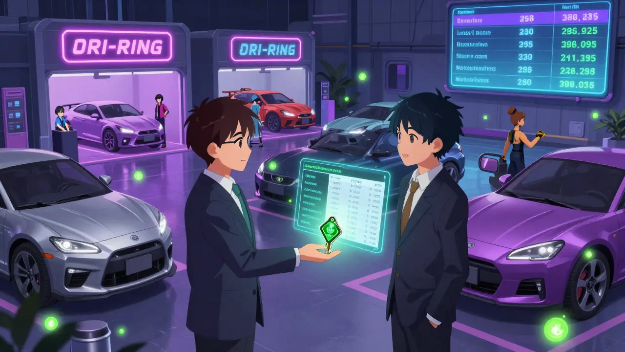 Un marché automobile décentralisé où des utilisateurs échangent des voitures avec des NFT et des registres blockchain en temps réel.