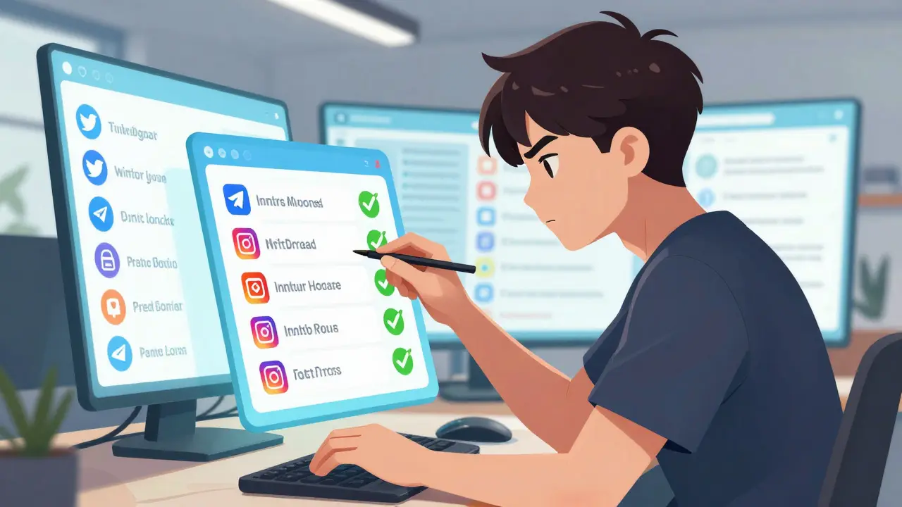 Jeune homme complétant des missions sur des écrans numériques dans un style anime.