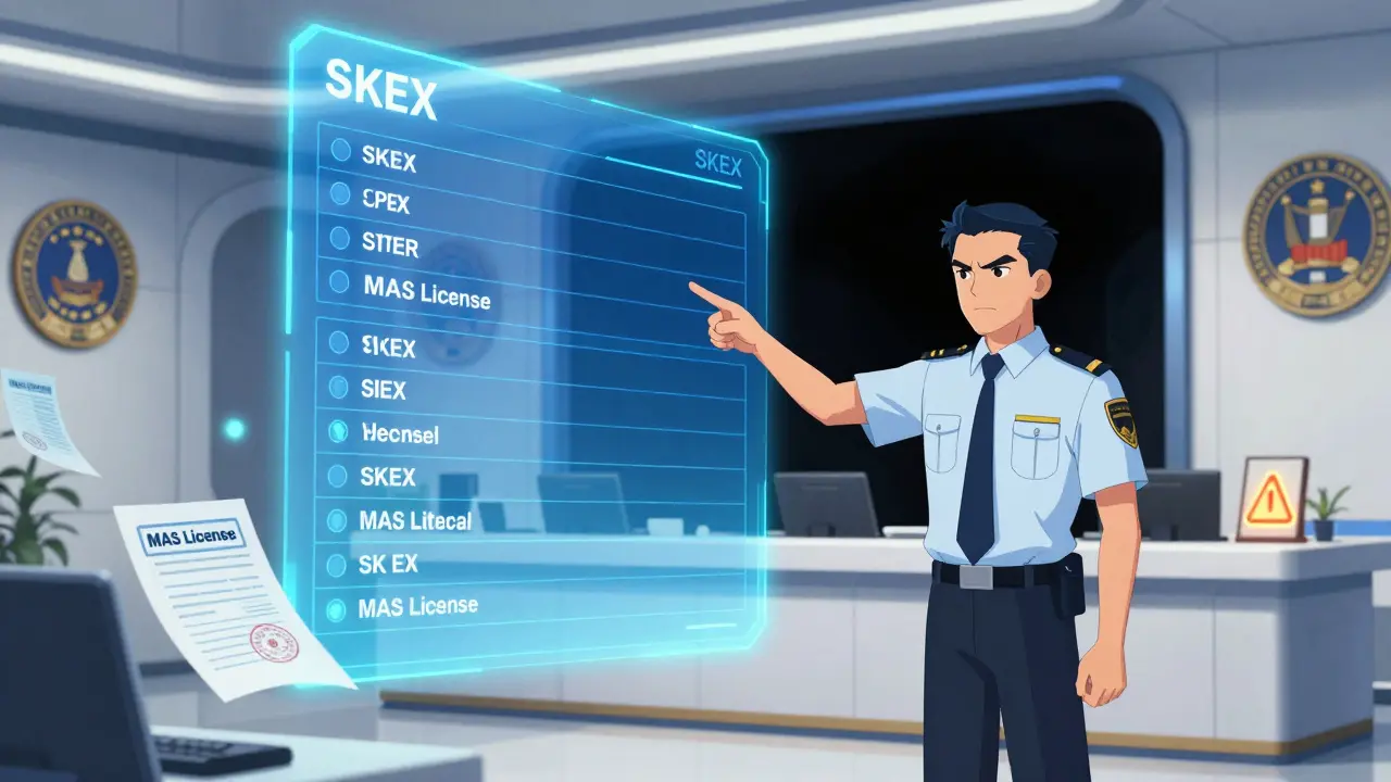 Style manga : régulateur montrant l'absence de licence MAS pour la plateforme sur une liste officielle.