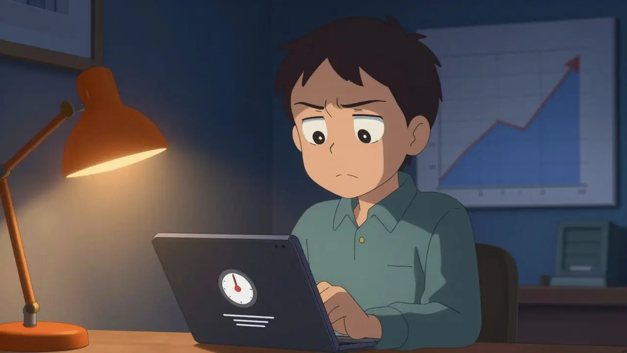 Trader frustré par le service client lent sur tablette, style anime