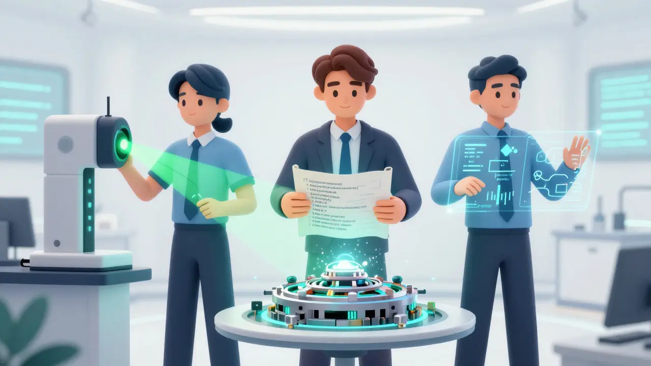 Trois auditeurs analysant un protocole DeFi avec différents outils