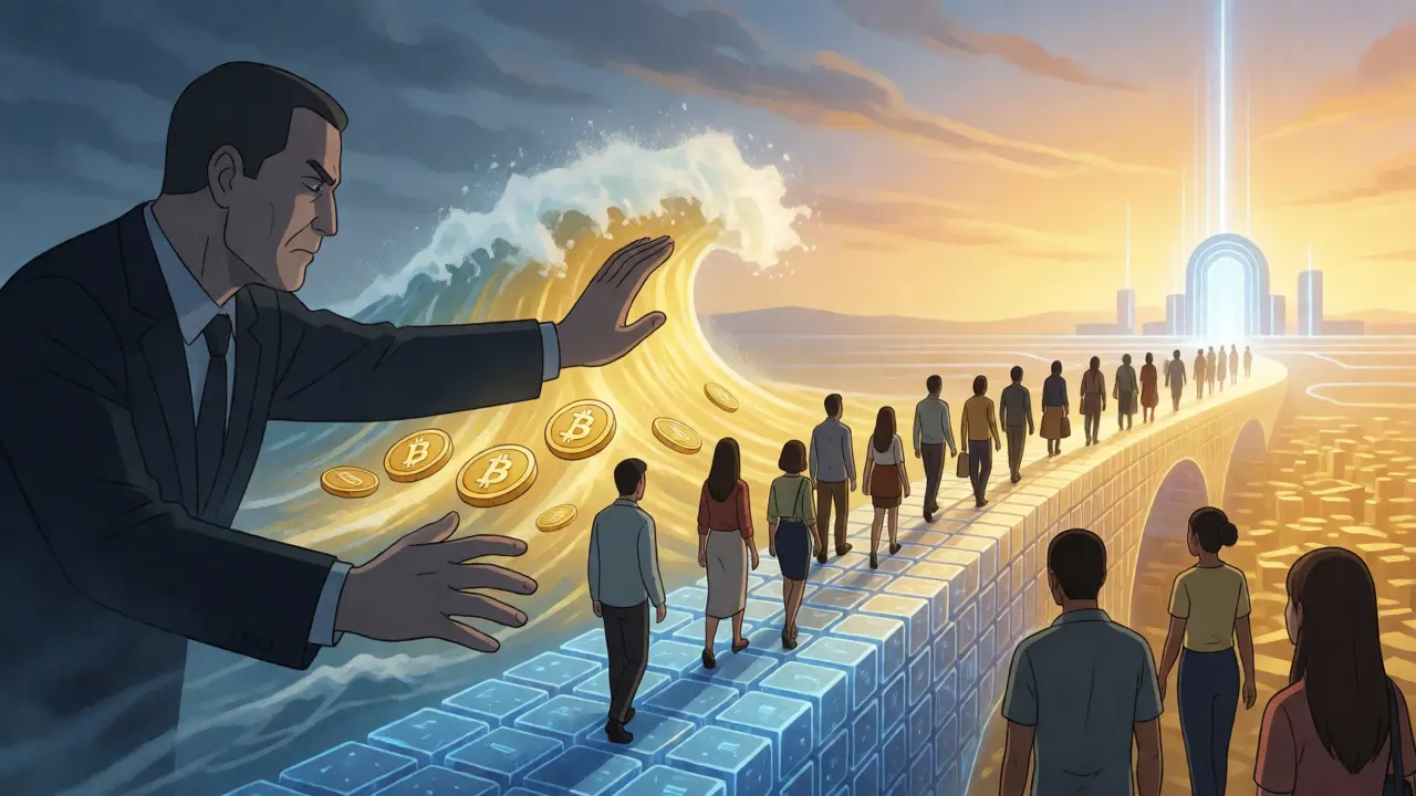 Transition visuelle entre les interdictions gouvernementales et l'adoption populaire de la crypto